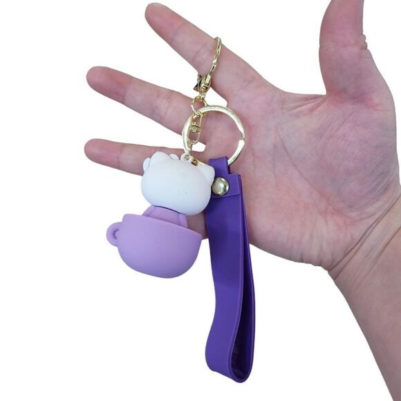 Brand New Sanrio Hello Kitty Purple Coffee Cup Keychain - Picture 2 of 4